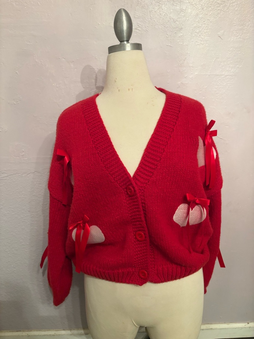 Heart shaped red cardigan